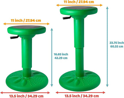 Studico ActiveChairs Adjustable Wobble Stool, Flexible Classroom Seating, Improves Focus, Posture and Helps ADHD/ADD, Sensory Chair, Active Fidget Chairs Adjusts from 16.65" to 23.75" Ages 13-18 Gree