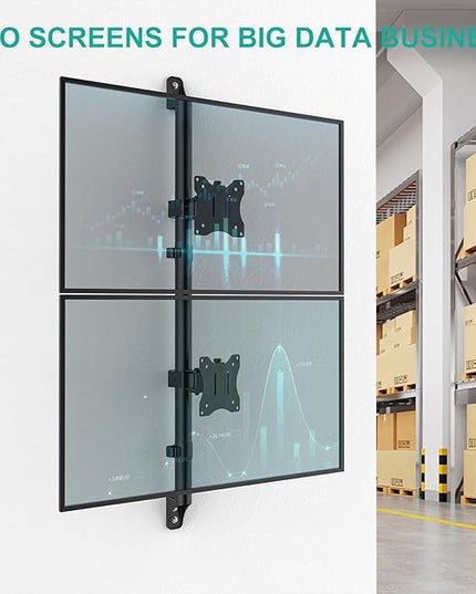 WALI Vertical Dual Monitor Wall Mount, Stacked Monitor Wall Mount for 17-38 Inch 2 Screens 22lbs each with Height Adjustment Heavy Duty Sturdy Steel Tilt Swivel Rotate Flexibility VESA 75x75/100x100mm