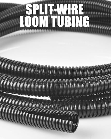1 Inch Wire Loom Split Tubing - 25 ft Cord Protector Electric Wires Covers, Automotive Wire Flexible Conduit