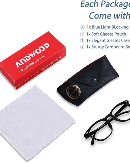 ANDWOOD Blue Light Blocking Glasses Women Men Computer Small Face Clear Bluelight Blocker Eyeglasses Frame