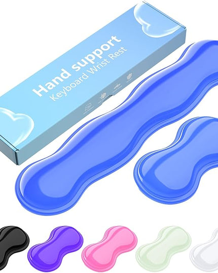 Gel Keyboard and Mouse Wrist Rest Set, Comfort Ergonomic Wrist Support, for Wrist Pain Relief, Computer Keyboard Wrist Rest (Blue)