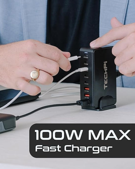 268W GaN USB Type C Charger 8 Ports Fast Charging Station PD QC4.0, USB C Laptop Charger Compatible with MacBook Pro/Air, iPads, Samsung Galaxy Note, iPhone 16/15/14/13/12 Mini/Pro/Pro Max