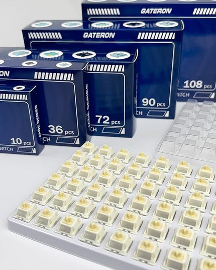 Gateron Cream Keyboard Switches Replacement,Pre-lubed 5-Pin Tactile Switches with Light Guide Pole/All Pom/Enhanced Pin for MX Mechanical Gaming Keyboard(90Pcs)