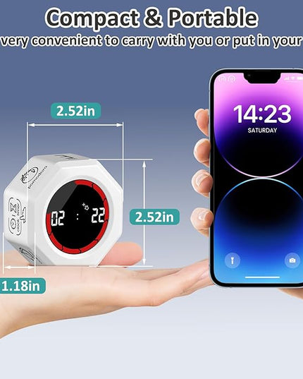 Rechargeable Pomodoro Timer, Magnetic Kitchen Timer for Cooking, 8-Angle Auto-Rotating Screen with Gravity Sensor, 3/5/10/25/30/60min & Custom Countdown for ADHD, Office, Study, Kitchen & Kids