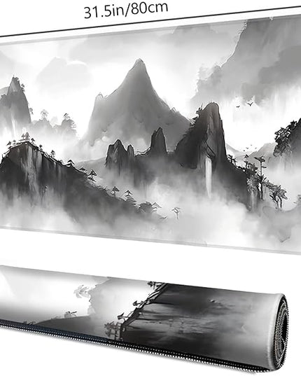 Galdas Gaming Mouse Pad XXL XL Large Long Extended Big Mousepad Non-Slip Rubber Keyboard Mouse Pad with Stitched Edges for Laptop Home Office (31.5x11.8x0.08 Inch) … (Black Ink)
