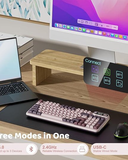 KZZI Z98 Wireless Mechanical Keyboard, Smart Display & Knob, BT5.0/2.4GHz/USB-C, Hot Swappable Custom Keyboard, Pre-lubed Linear Switches, Gasket Mount, RGB Creamy Gaming Keyboard