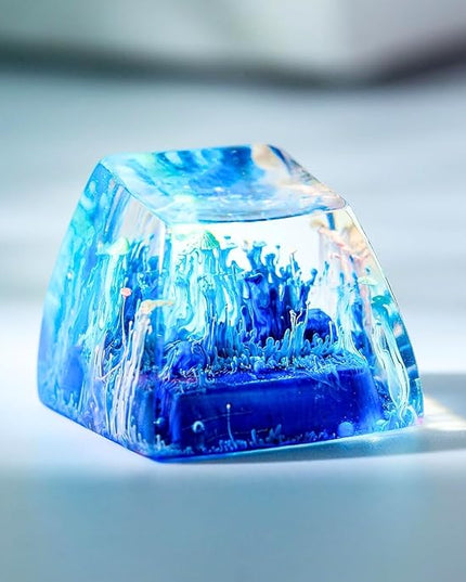Blue Ocean Waves Artisan Keycap R1 SA Profile Custom Sea Waves Keycaps 1U ESC Handmade Gaming Resin Key Cap Cherry MX Switch Compatible Mechanical Keyboard Gift for Sea Ocean Lover