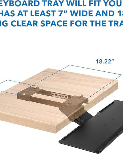 Mount-It! Under Desk Computer Keyboard and Mouse Tray, Slide Out Ergonomic Keyboard Drawer with Gel Wrist Pad, Tilt, Swivel and Height Adjustment, Black
