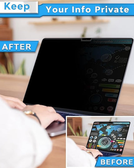 PYS Magnetic Privacy Screen for MacBook Air 15.3 Inch (2025/2024/2023, M4, M3, M2 Chip) - Removable Anti-Glare Protector with Camera Cover Slide, Anti-Blue Light Filter for Mac Air 15.3" Laptop
