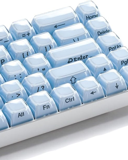 XVX Blue Keycaps, Crystal Jelly Keyboard Keycaps OEM Profile Side Printed Keycap Set Compatible with 61/68/84/87/98/100 ANSI Layout MX Switches Mechanical Keyboard