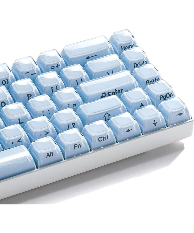 XVX Blue Keycaps, Crystal Jelly Keyboard Keycaps OEM Profile Side Printed Keycap Set Compatible with 61/68/84/87/98/100 ANSI Layout MX Switches Mechanical Keyboard