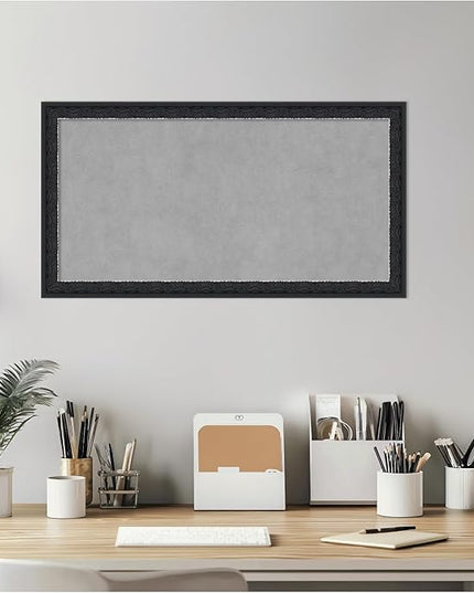 Amanti Art Black Framed Magnetic Board 14x26 Small Vision Board for use with Magnets, 100% Metal Sheet to Display Items as Office Decor or for Home Organization in mudroom, Kitchen or Kids Room