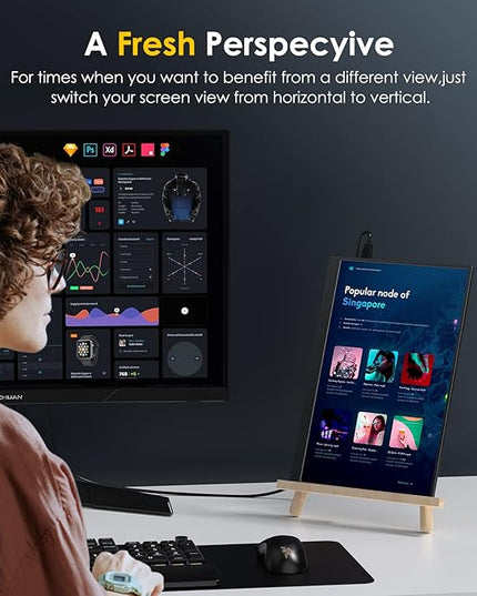 MNN 2.5K Portable Monitor 13.3" 2560x1600P UHD USB-C HDMI Laptop Monitor, 100% sRGB IPS Computer Gaming Display HDR Travel Monitor w/Speakers & Smart Cover for Laptop Xbox PS5 Switch PC Phone