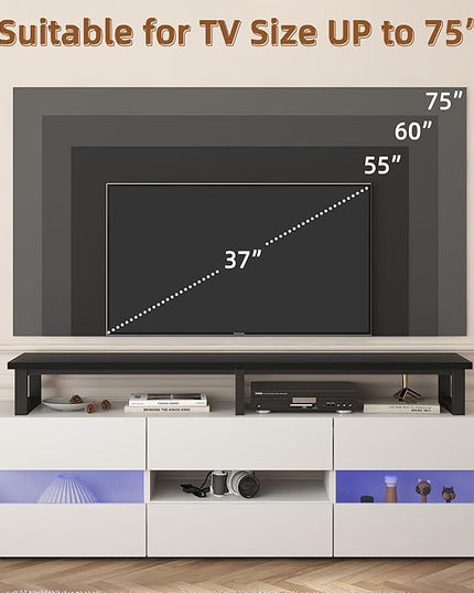 YAOHUOO 59" Large TV Riser for 32-75 inch TV, TV Riser Stand Shelf with Steel Legs, Tabletop TV Stand Riser for Home Office,Black