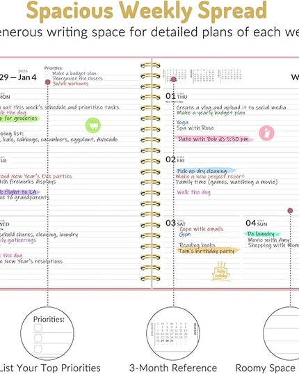 Forvencer 2026 Planner, Hardcover Calendar Planner Weekly and Monthly, Jan 2026 - Dec 2026, 8.5" x 11", Spiral Agenda Book with Tabs, Exquisite Daily Journal Organizer for Home School, Light Blue