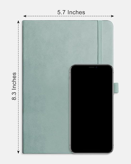 RETTACY Graph Grid Paper Notebook, 192 Pages, A5 Medium Size (5.7'' x 8.3''), 5 Squares per Inch, Leather Hardcover, 100 GSM Thick Paper, for School, Students, Math, Engineering (Blue-gray)