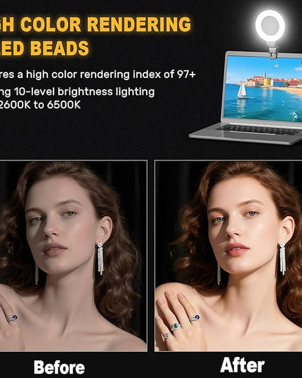 Ring Light for Video Conference Lighting,360°Adjustable,Portable LED Video Conference Lighting for Monitor,Laptop&Desktop Computer,Streaming Light for Zoom Meetings, Selfie Makeup, Video Calls