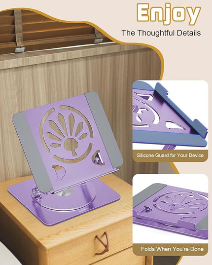 Adjustable Laptop Stand for Desk-360° Rotating Foldable Laptop Holder Ergonomic Laptop Riser for MacBook Pro/Air Dell HP Lenovo Notebook up to 16",Purple