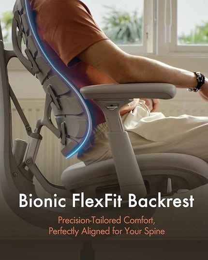 LiberNovo Dynamic Ergonomic Office Chair - Comfy Adjustable Desk Chair with Adaptive Lumbar Support, 160° Recline & Built-in Spine Stretch for Back Comfort, Home Office Long Hours Use, Black+48cm