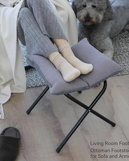 Foldable Foot Rest Stool for Under Desk or Sofa - Office Footrest Ottoman, Portable Leg Rest for Home & Office (Grey)