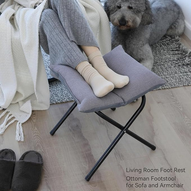 Foldable Foot Rest Stool for Under Desk or Sofa - Office Footrest Ottoman, Portable Leg Rest for Home & Office (Grey)