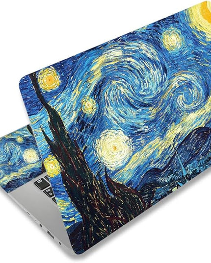 Laptop Skin Sticker Decal,12" 13" 13.3" 14" 15" 15.4" 15.6 inch Laptop Vinyl Skin Sticker Cover Art Protector Notebook PC (2 Wrist Pad Skins Included), Waterproof Removable, Van Gogh Starry Night
