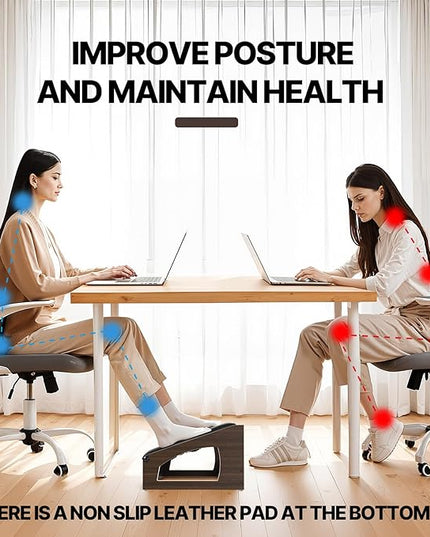 Ergonomic Foot Rest, 4 Adjustable Height Foot Stool,Footrest Under Desk， Flip Over Office Desk Foot Rest, Improving Posture, Promoting Blood Circulation（Espresso）