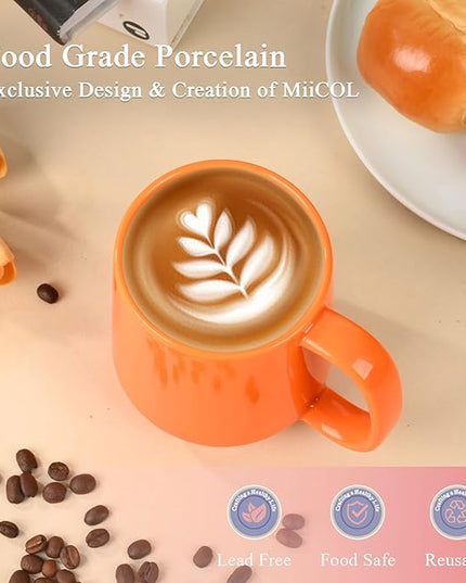 Miicol Ceramic Coffee Mug, 16 oz Large Coffee Cup, Tea Mug with Handle, Flat Bottom Mug for Men, Women, Office, Microwave and Dishwasher Safe, Multi-Color, Sun Orange