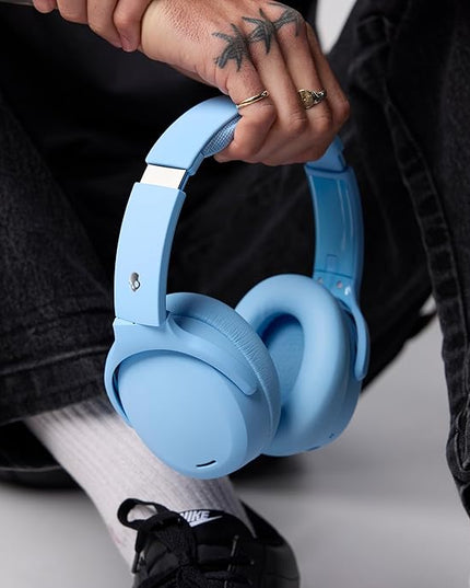 Skullcandy Crusher ANC 2 Wireless Over-Ear Bluetooth Headphones with Multi-Sensory Bass, Active Noise Cancelling, Up to 60 Hours Battery, Microphone for iPhone Android - Preppy Blue