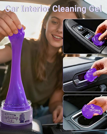 Car Cleaning Gel Reusable(Lavender Scent) 2Pack - Dust Cleaning Putty Keyboard Slime for Car Interior Air Vent Cleaner, Auto Detailing Tools Accessories, Christmas Stocking Stuffers for Men Women