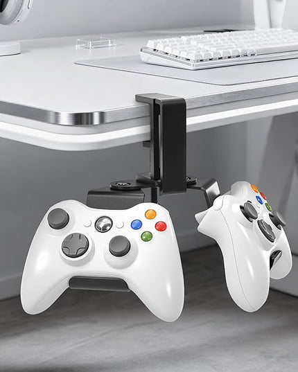 3-in-1 Game Controller&Headphone All Metal Stand Under Desk, Game Controller&Headset Holder, Backpack Hook Under Desk,Clamp Hook for Gaming PC Accessories,Black