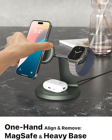 3 in 1 Wireless Charging Station for Apple Device: Fast Charging Station for iPhone and Watch with MagSafe, Stable Charger Stand for iPhone 12-16 & iWatch & AirPods