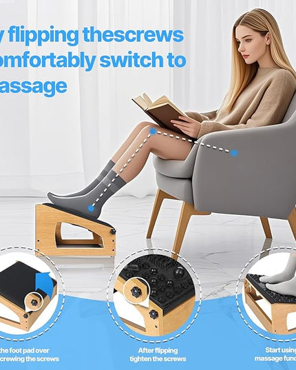 Ergonomic Foot Rest, 4 Adjustable Height Foot Stool,Footrest Under Desk， Flip Over Office Desk Foot Rest, Improving Posture, Promoting Blood Circulation（Natural）