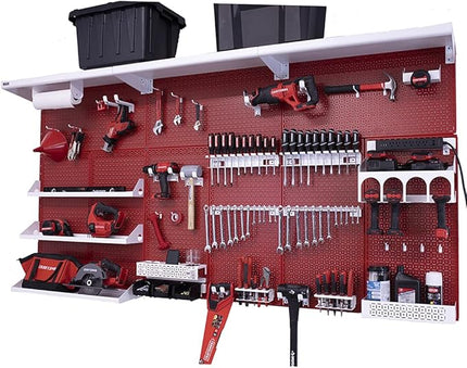 OmniWall Weekend Warrior XL Metal Pegboard Wall Organization System (Red/White)
