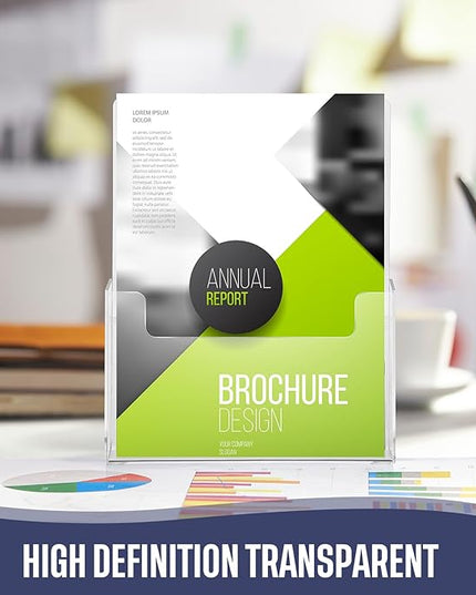 Thyle 10 Pcs Acrylic Brochure Holder Stand 8.5 x 11 Inch Plastic Flyer Holder Pamphlet Display Countertop Clear Paper Organizer Stand Acrylic Literature ‌Holding Hevice for Magazine Booklets Menu