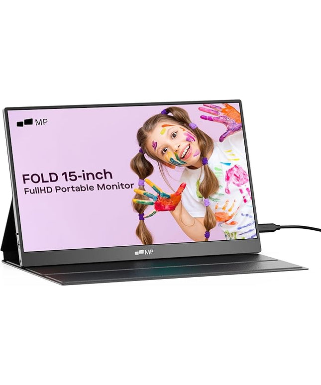 Mobile Pixels New Fold Portable Monitor 15.6'' FHD 1080p Travel Monitor for Laptop,Plug and Play,Laptop Screen Extender Monitors Compatible with macOS/Windows/Android/Switch(Protective Cover Included)