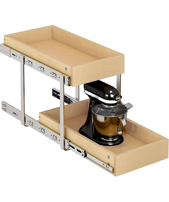 WelFurGeer 2-Tier Pull Out Cabinet Organizer with Soft Close Slides, Pull Out Drawers for Cabinets, Heavy-Duty Slide Out Drawers for Kitchen Cabinets, Under Sink, Pantry & Bathroom