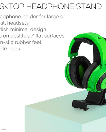BRAINWAVZ Desktop Headphone Stand - Curved Hanger with Non-Slip Base & Cable Management- Compatible with SteelSeries, Sennheiser, Razer, Bose, Sony & More – (HP037)