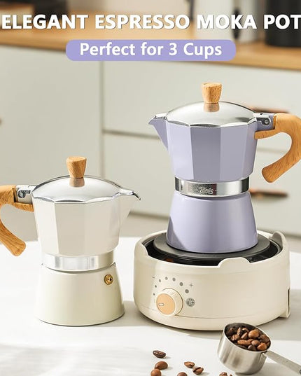 Bincoo Cute Espresso Maker Stovetop - Small Moka Pot 2 Espresso Cups/120ML,Espresso Pot Italian Coffee Maker for Home Camping Cafe Office (Purple)