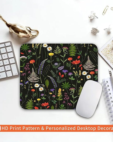 Square Mouse Pad Flowers,Personalized Premium-Textured Custom Mouse Mat Design,Washable Mousepad Cloth,Non-Slip Rubber Base Computer Mouse Pads for Wireless Mouse