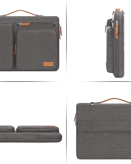 MOSISO 360 Protective Laptop Shoulder Bag,15-15.6 inch Computer Bags Compatible with MacBook Pro 16 inch, HP, Dell, Lenovo, Asus Notebook,Side Open Messenger Bag with 4 Zipper Pockets, Taupe Gray