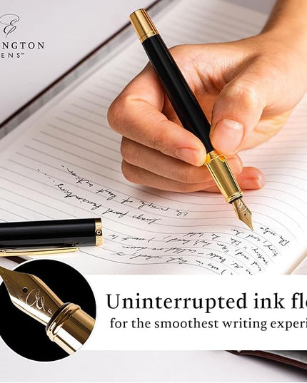 Ellington Pens Luxury Fountain Pen Set- Smooth Medium Nib- Includes 3 Ink Cartridges, Refillable Ink Converter, Gift Box -Fountain Pens For Writing, Calligraphy, Journaling, Sketching (Noble Heritage)