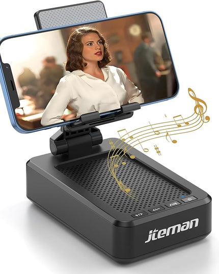 Cell Phone Stand with Wireless Bluetooth Speaker and Anti-Slip Base HD Surround Sound Perfect for Home and Outdoors with Bluetooth Speaker for Desk Compatible with iPhone/ipad/Samsung Galaxy