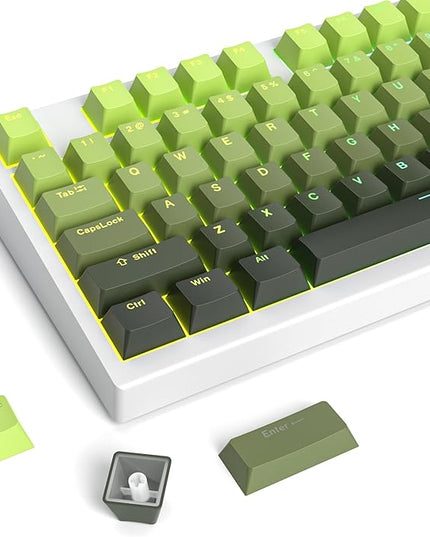 Guffercty kred 135 Key Gradient Keyboard Keycap Set Backlit, OEM Profile-PBT Material-Translucent Characters Compatible with MX Switches(DarkGreen)