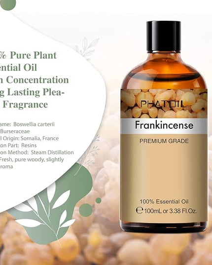 PHATOIL Frankincense Essential Oil 100ML, Essential Oils for Diffuser, Humidifier, Aromatherapy, Perfect for DIY Soap, Candle, Bath Bombs Making