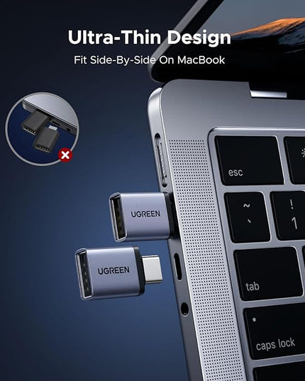 UGREEN USB C to USB Adapter 4 Pack, 10Gbps USBC Male to USB 3.2 Female Adapter, Type C USB C Adapter for MacBook Pro,iMac,iPhone 17 16 15 Pro Max,iPad Pro, Thunderbolt 4, Samsung,Space Gray