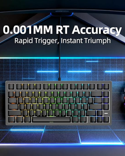 Mars75 Wired Magnetic Switch Keyboard, 75% Layout,0.001MM RT Accuracy, 8KHZ Polling Rate/Latency As 0.125MS/256KHZ Single Key Scan Rate/ARGB，Hot Swappable Gaming Keyboard(Black)