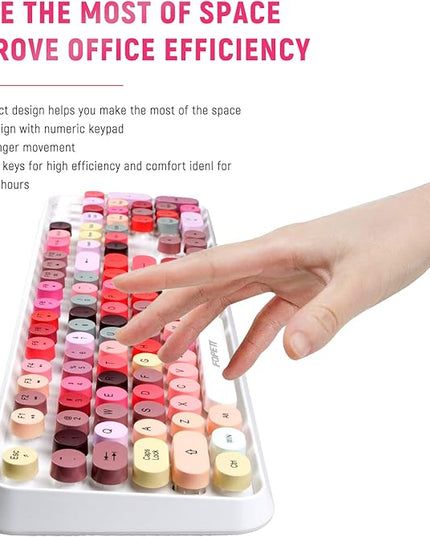 FOPETT Wireless Keyboard and Mouse Sets,Reliable 2.4 GHz Connectivity for PC,Laptop,Smart TV and More (White Colorful)