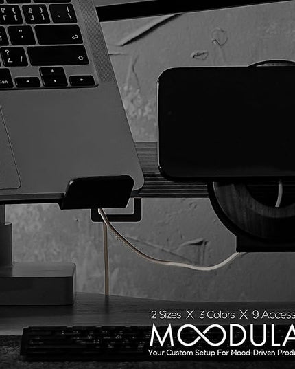Moodular Add-ons Cable Organizer 2 Pack [Accessory Only - Requires Moodular Wooden Monitor Stand Slide Rails for Use] Black MSA-CO