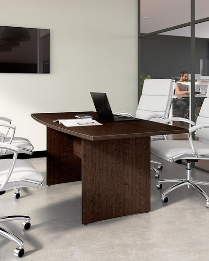 Bush Business Furniture 72-inch Office Conference Table with Wood Base, Boardroom Meeting Space for 6 Users, Mocha Cherry